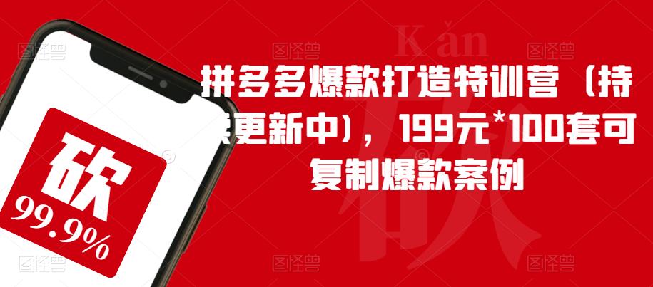 【副业项目6391期】拼多多爆款打造特训营（持续更新中)，199元*100套可复制爆款案例-吉祥副业