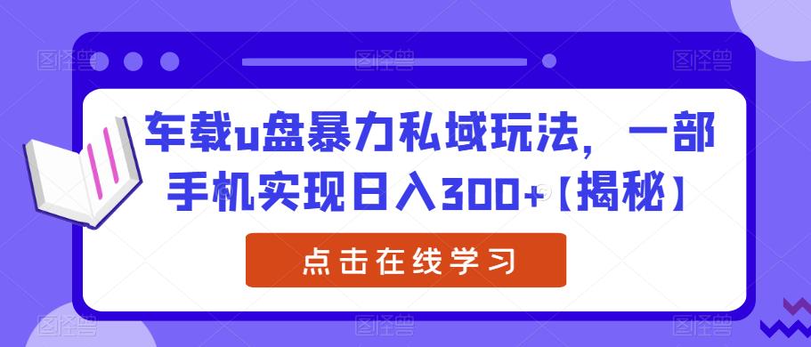 【副业项目6441期】车载u盘暴力私域玩法，一部手机实现日入300+【揭秘】-吉祥副业