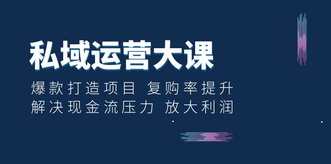 【副业项目6574期】私域运营大课：爆款打造项目 复购率提升 解决现金流压力 放大利润-吉祥副业