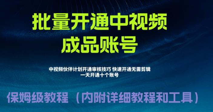 【副业项目6718期】外面收费1980暴力开通中视频计划教程，附 快速通过中视频伙伴计划的办法-吉祥副业