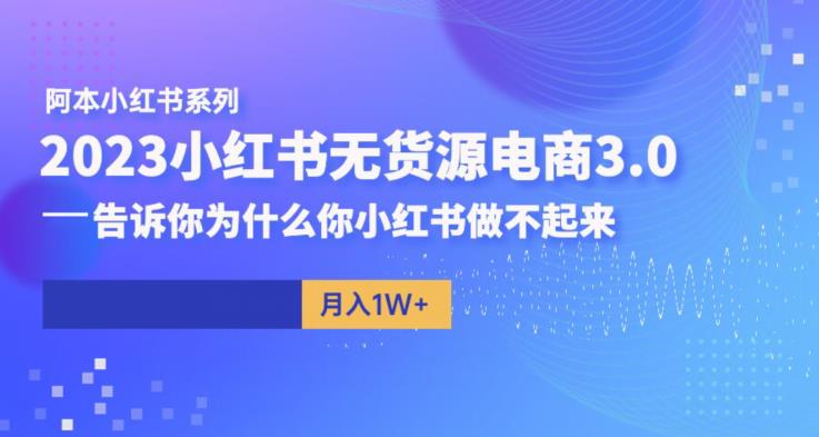 【副业项目6506期】阿本小红书无货源电商3.0，告诉你为什么你小红书做不起来-吉祥副业