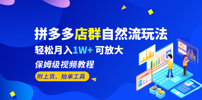 【副业项目6696期】拼多多店群自然流玩法，轻松月入1W+ 保姆级视频教程（附上货、拍单工具）-吉祥副业