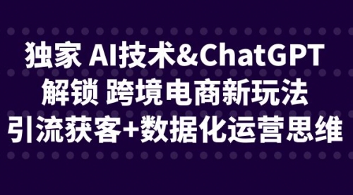 【副业项目6780期】独家 AI技术&ChatGPT解锁 跨境电商新玩法，引流获客+数据化运营思维-吉祥副业