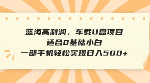 【副业项目6781期】蓝海高利润，车载U盘项目，适合0基础小白，一部手机轻松实现一天500+-吉祥副业