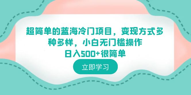 【副业项目6524期】超简单的蓝海冷门项目，变现方式多种多样，小白无门槛操作日入500+很简单-吉祥副业