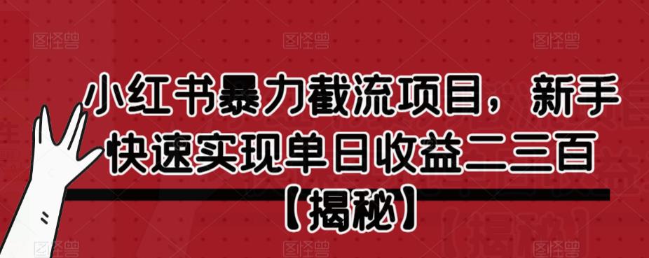 【副业项目6889期】小红书暴力截流项目，新手快速实现单日收益二三百【仅揭秘】-吉祥副业