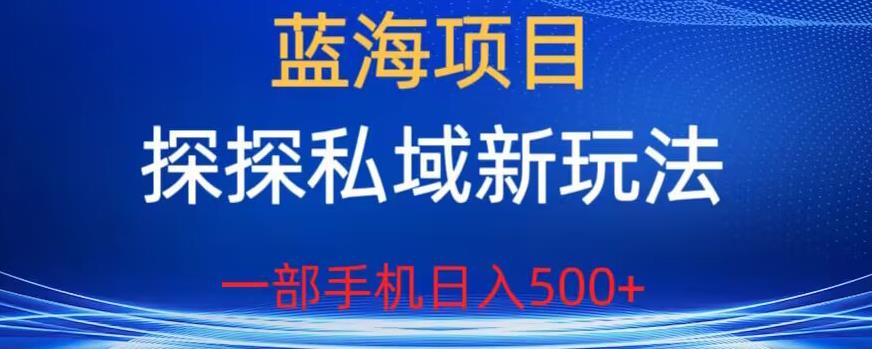 【副业项目6894期】蓝海项目，探探私域新玩法，一部手机日入500+很轻松【揭秘】-吉祥副业