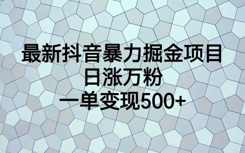 【副业项目6939期】最新抖音暴力掘金项目，日涨万粉，一单变现500+-吉祥副业