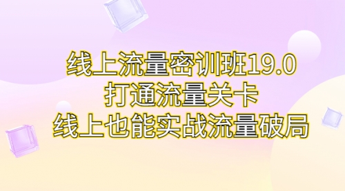 【副业项目7131期】线上流量密训班19.0，打通流量关卡，线上也能实战流量破局-吉祥副业