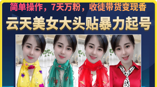 【副业项目7149期】美女大头贴暴力起号教学，简单操作，7天万粉-吉祥副业