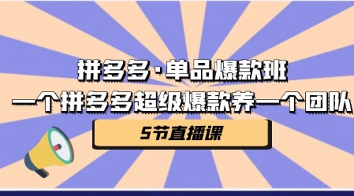 【副业项目第7171期】拼多多·单品爆款班，一个拼多多超级爆款养一个团队-吉祥副业