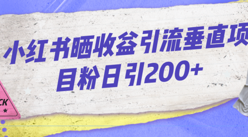【副业项目7194期】小红书晒收益图引流垂直项目粉日引200+-吉祥副业