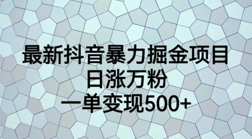 【副业项目7237期】抖音暴力掘金项目，日涨万粉，多种变现方式，一单变现可达500+-吉祥副业
