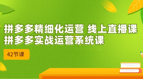 【副业项目7292期】2023年新课-拼多多精细化运营-吉祥副业