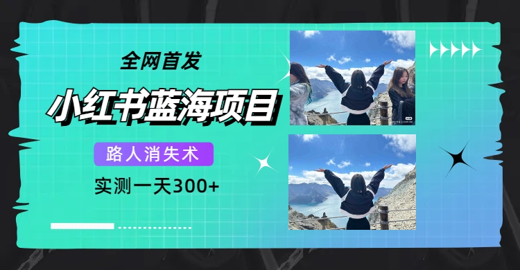 【副业项目7750期】全网首发，小红书蓝海项目，路人消失术，实测一天300+（教程+工具）-吉祥副业