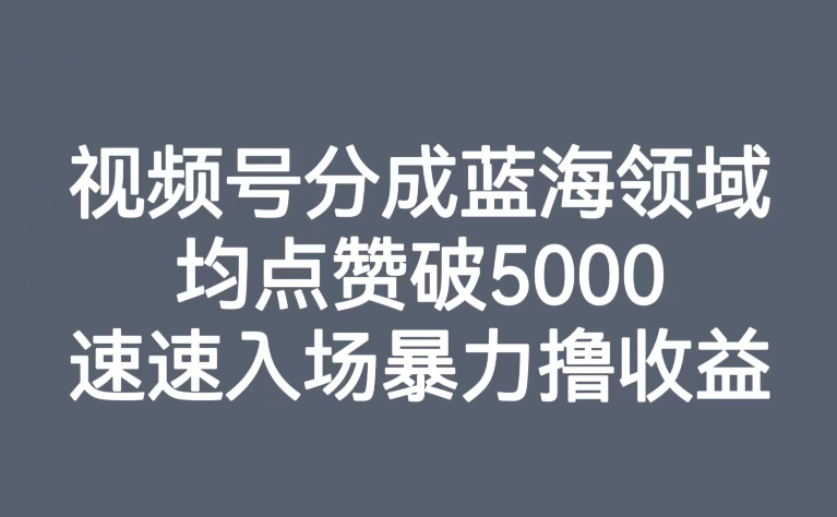 【副业项目8023期】视频号分成蓝海领域，均点赞破5000，速速入场暴力撸收益-吉祥副业