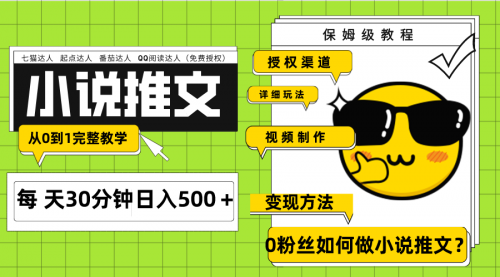 【副业项目8160期】Ai小说推文每天20分钟日入500＋授权渠道-吉祥副业