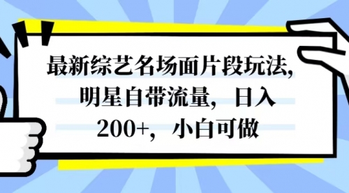 【副业项目8334期】最新综艺名场面片段玩法，明星自带流量，日入200+，小白可做-吉祥副业
