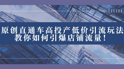 【副业项目8402期】2023直通车高投产低价引流玩法，教你如何引爆店铺流量！-吉祥副业