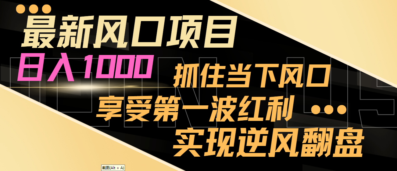 【副业8650期】最新风口项目，日入过千，抓住当下风口，享受第一波红利，实现逆风翻盘-吉祥副业