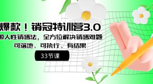 【副业8705期】销冠特训营3.0之顺人性销售法，全方位解决销售难题、可落地-吉祥副业