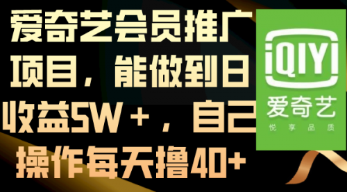 【副业8764期】爱奇艺会员推广项目，能做到日收益5W＋-吉祥副业