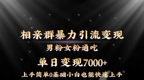 【副业8845期】相亲群暴力引流男粉女粉通吃变现玩法，单日变现7000+保姆教学1.0-吉祥副业