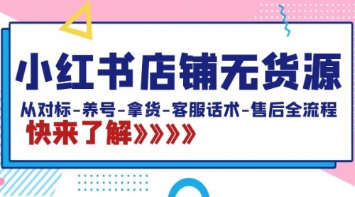 【副业8940期】小红书店铺无货源：从对标-养号-拿货-客服话术-售后全流程（20节课）-吉祥副业