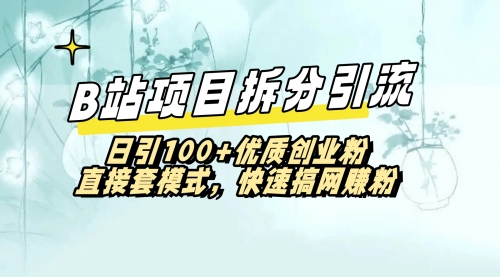 【副业8967期】B站项目拆分引，快速日3100+优质创业粉-吉祥副业