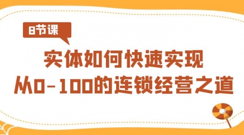 【副业8986期】实体·如何快速实现从0-100的连锁经营之道（8节视频课）-吉祥副业