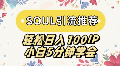 【副业9006期】SOUL引流推荐 轻松日入100IP 小白5分钟学会-吉祥副业