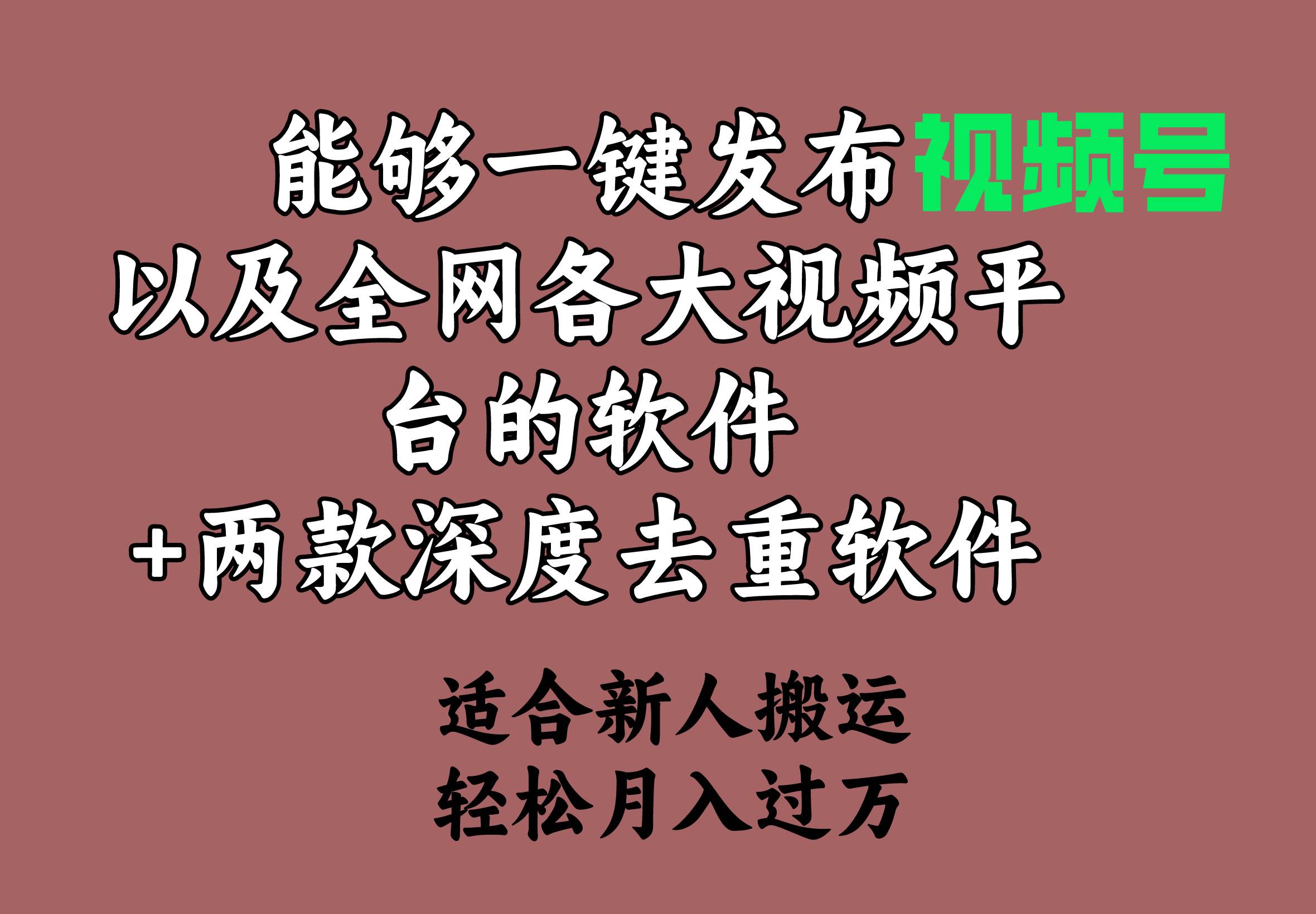 能够一键发布视频号以及全网各大视频平台的软件+两款深度去重软件 适合…-吉祥副业