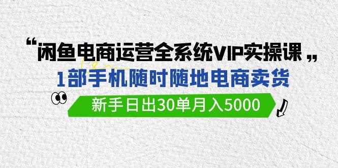 闲鱼电商运营全系统VIP实战课，1部手机随时随地卖货，新手日出30单月入5000-吉祥副业