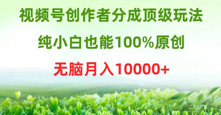 视频号创作者分成顶级玩法，纯小白也能100%原创，无脑月入10000+-吉祥副业