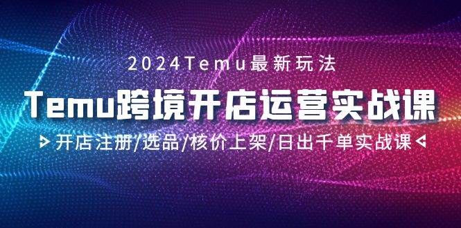 2024Temu跨境开店运营实战课，开店注册/选品/核价上架/日出千单实战课-吉祥副业