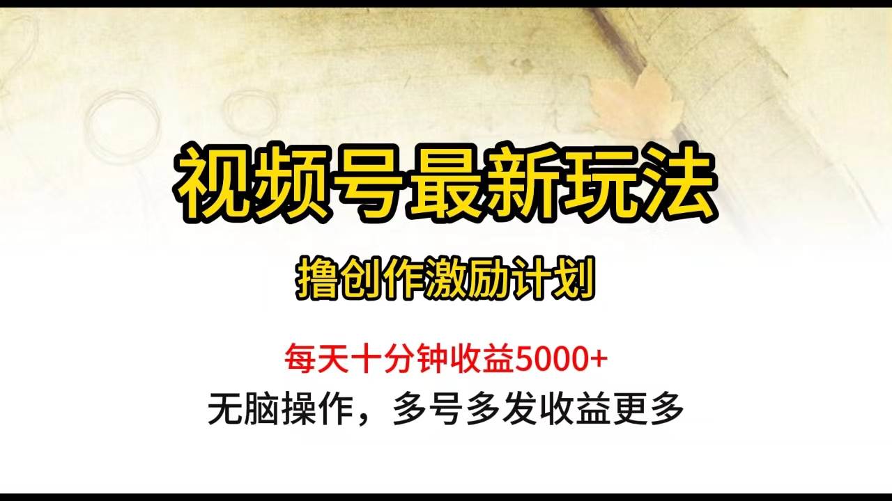 视频号最新玩法，每日一小时月入5000+-吉祥副业