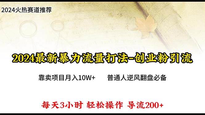 2024年最新暴力流量打法，每日导入300+，靠卖项目月入10W+-吉祥副业