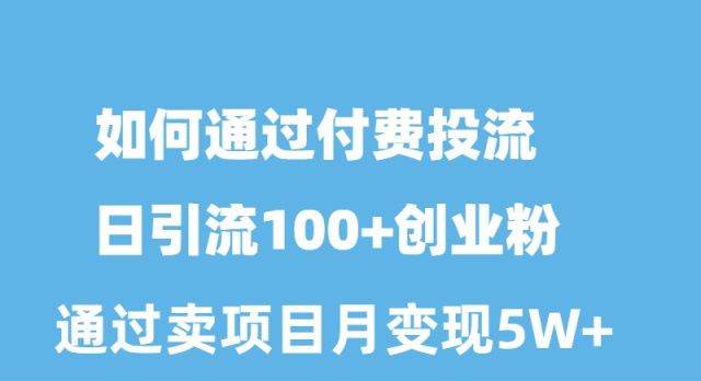 如何通过付费投流日引流100+创业粉月变现5W+-吉祥副业