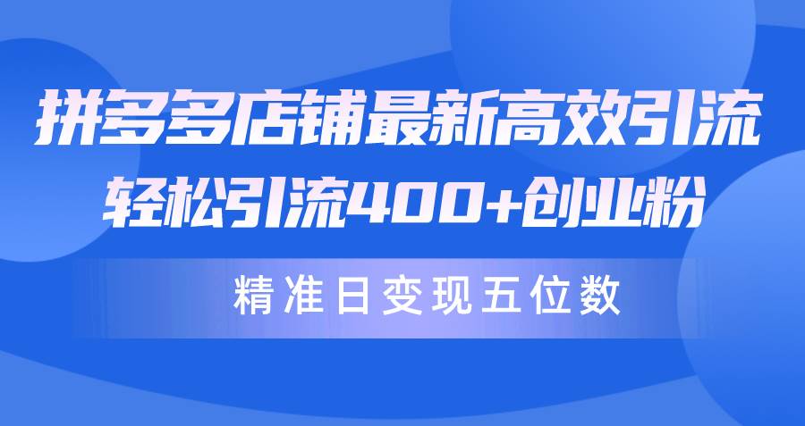 拼多多店铺最新高效引流术，轻松引流400+创业粉，精准日变现五位数！-吉祥副业