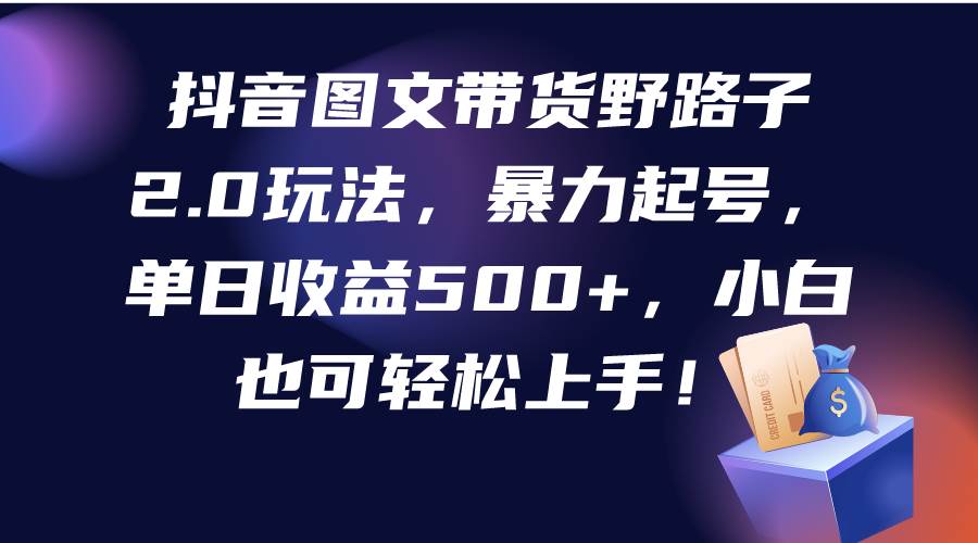 抖音图文带货野路子2.0玩法，暴力起号，单日收益500+，小白也可轻松上手！-吉祥副业