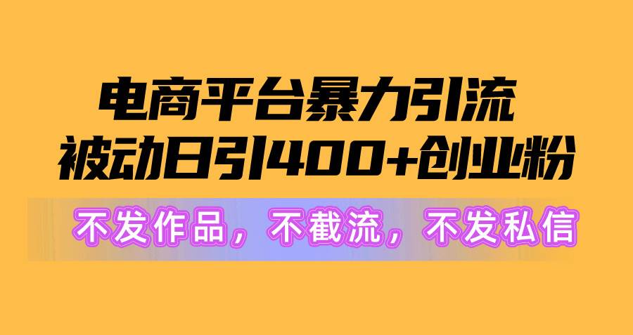电商平台暴力引流,被动日引400+创业粉不发作品，不截流，不发私信-吉祥副业