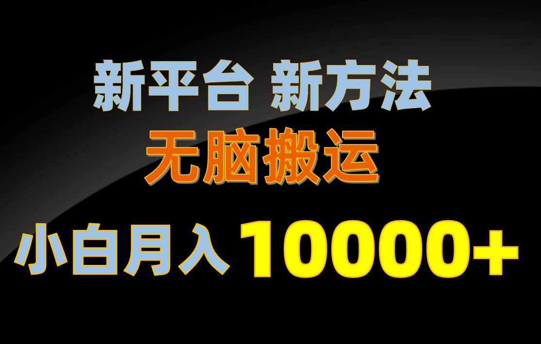 新平台新方法，无脑搬运，月赚10000+，小白轻松上手不动脑-吉祥副业