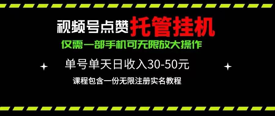 视频号点赞托管挂机，单号单天利润30~50，一部手机无限放大（附带无限…-吉祥副业