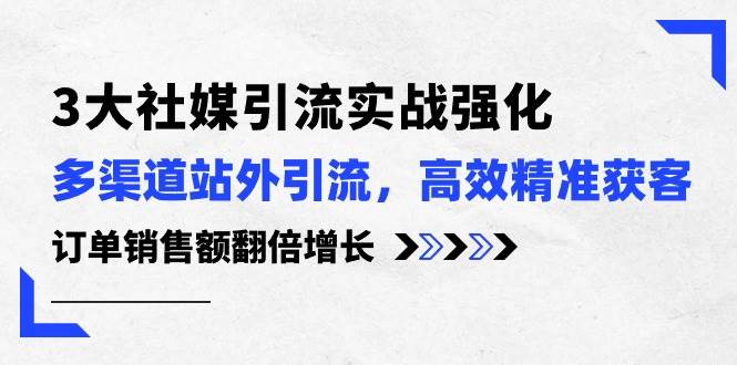 3大社媒引流实操强化，多渠道站外引流/高效精准获客/订单销售额翻倍增长-吉祥副业