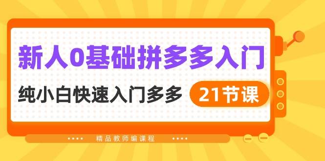 新人0基础拼多多入门，纯小白快速入门多多（21节课）-吉祥副业