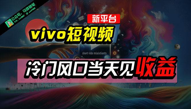 全新平台vivo短视频，新风口AI混剪无脑搬运，冷门风口当天见收益，7天…-吉祥副业