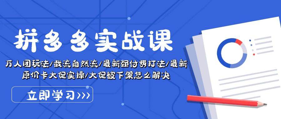 拼多多·实战课：万人团玩法/截流自然流/最新强付费打法/最新原价卡大促..-吉祥副业