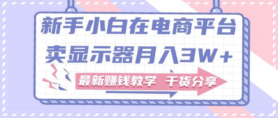新手小白如何做到在电商平台卖显示器月入3W+，最新赚钱教学干货分享-吉祥副业