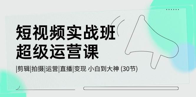 短视频实战班-超级运营课，|剪辑|拍摄|运营|直播|变现 小白到大神 (30节)-吉祥副业