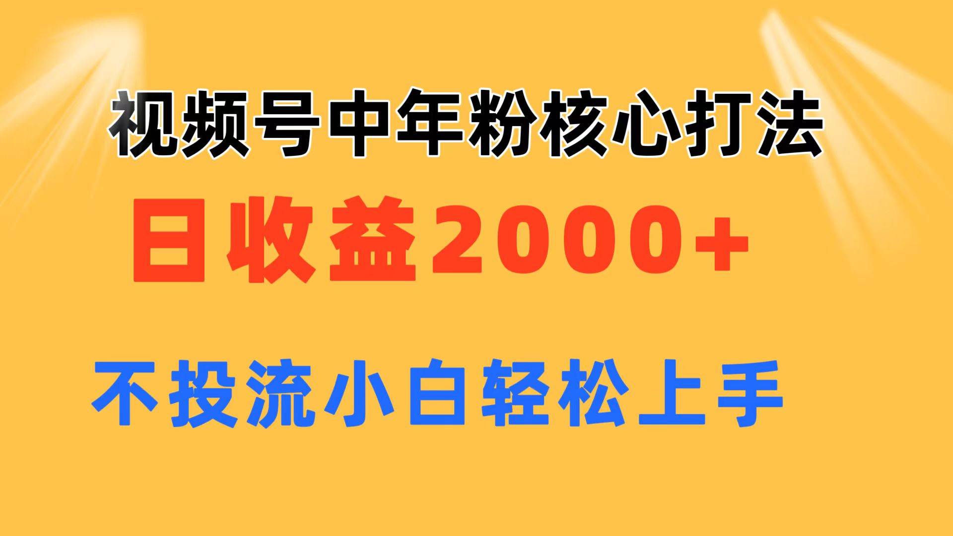 视频号中年粉核心玩法 日收益2000+ 不投流小白轻松上手-吉祥副业
